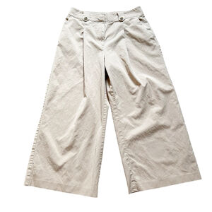 Hudson North Beige Wide Leg Cropped Ankle Pants Size 8 Cotton-Blend Khaki Spring